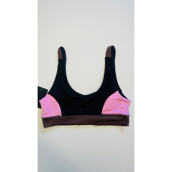 Hurley girls Small sports bra padded black with pink/brown trim - Picture 1 of 5